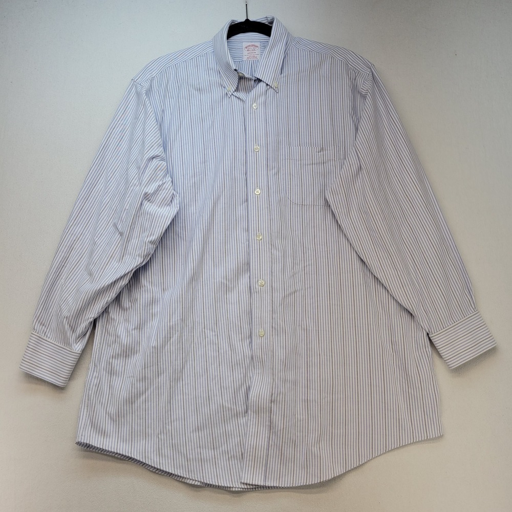 Brooks Brothers Madison Button Down Mens‎ 16.5-32 Blue Striped Non-Iron Shirt
